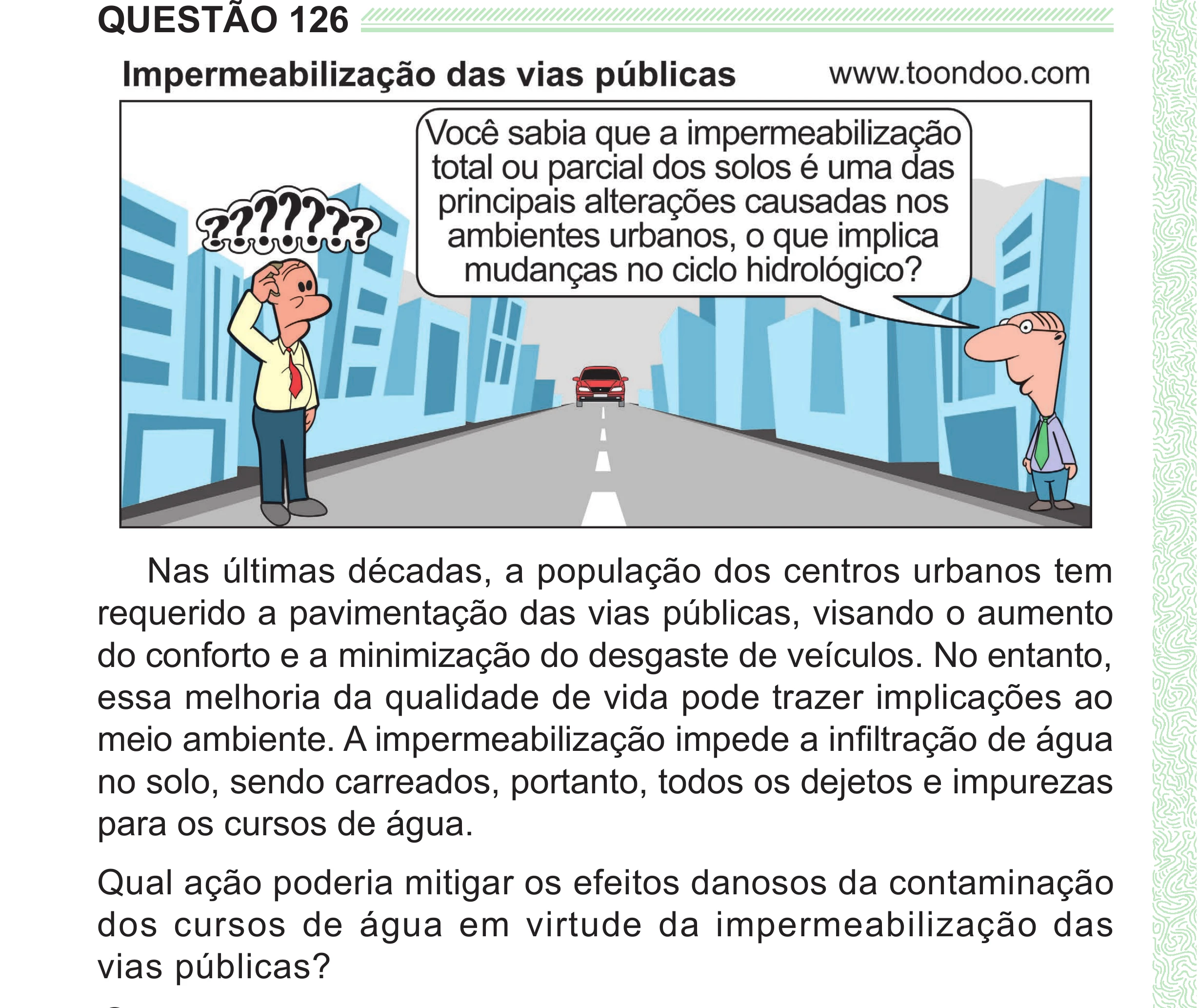 Enunciado original completo da questão 126 do ENEM 2024 - 2º Dia – Caderno 8 – Verde (Superampliada) – Reaplicação/PPL, página 38.