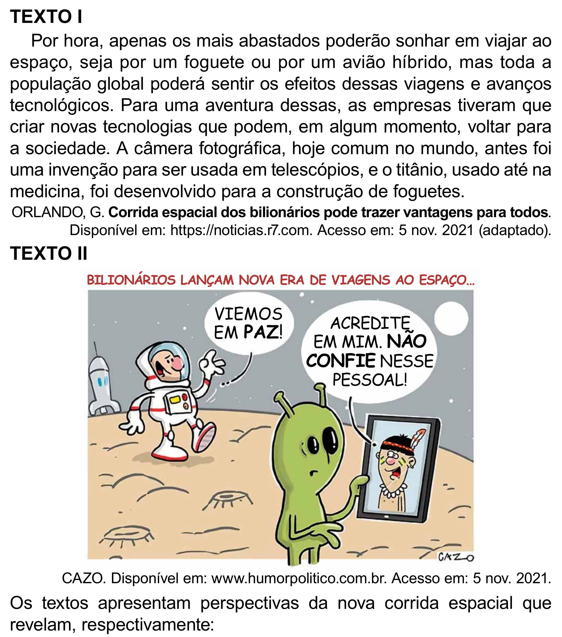 Enunciado original completo da questão 82 do ENEM 2023 - 1º Dia – Caderno 10 – Verde (Libras) – Aplicação Regular - (Superampliada), página 89.