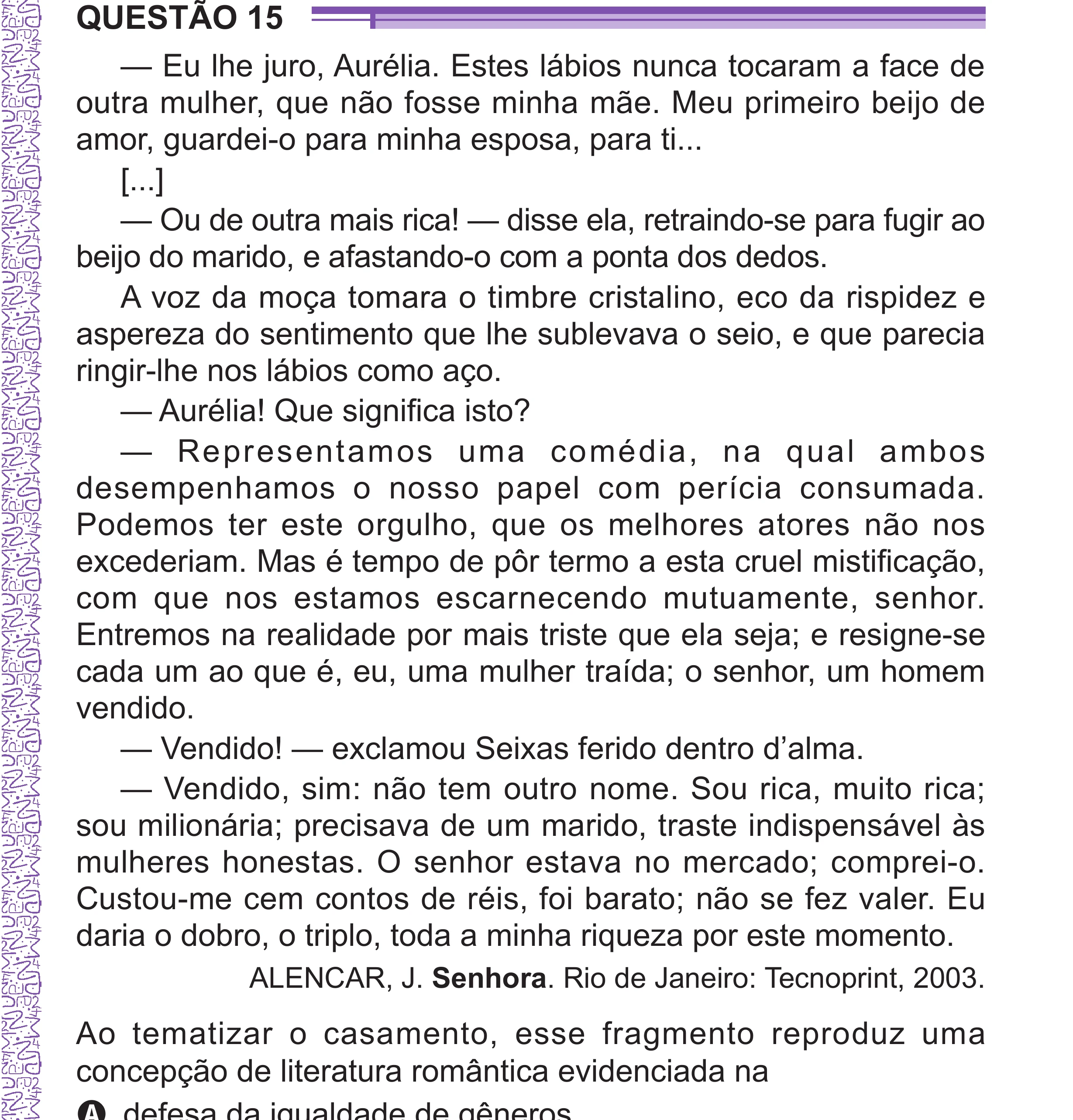 Enunciado original completo da questão 15 do ENEM 2024 - 1º Dia – Caderno 10 – Roxo (Libras) – Aplicação Regular - (Superampliada), página 23.