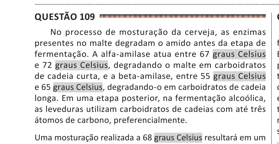 Enunciado original completo da questão 109 do ENEM 2025 - 2º Dia – Caderno 11 – Laranja (Braile e ledor) – Reaplicação - (Ledor), página 7.