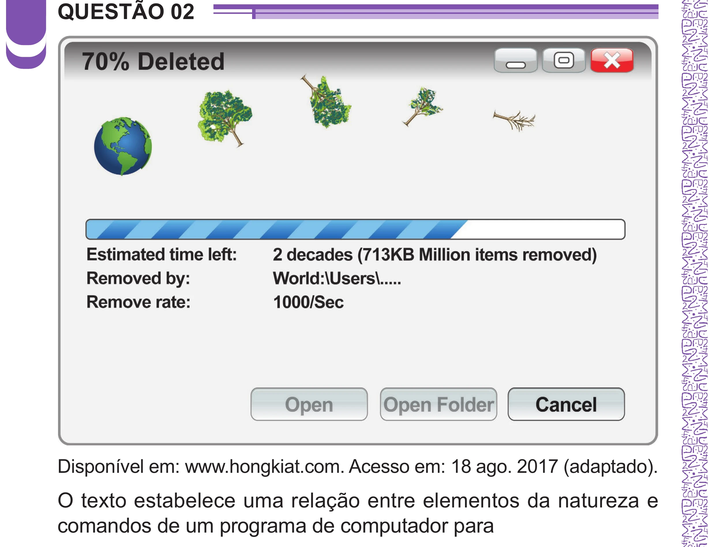 Enunciado original completo da questão 2 (inglês) do ENEM 2024 - 1º Dia – Caderno 10 – Roxo (Libras) – Aplicação Regular - (Superampliada), página 4.