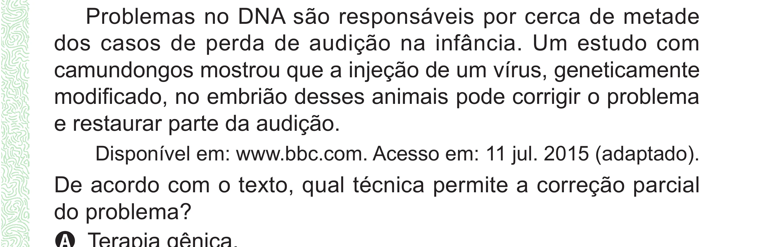 Enunciado original completo da questão 103 do ENEM 2024 - 2º Dia – Caderno 8 – Verde (Superampliada) – Reaplicação/PPL, página 13.