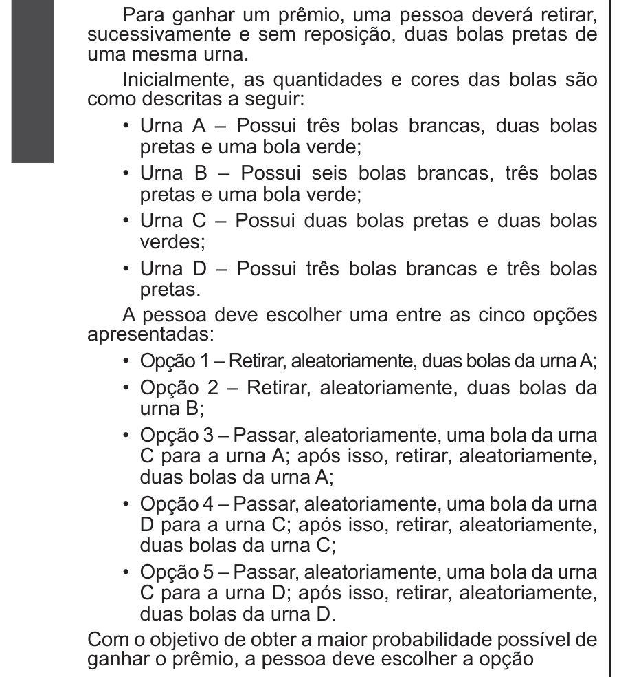 Enunciado original completo da questão 176 do ENEM 2018 - 2º Dia - Caderno 5 - Amarelo – Aplicação regular, página 30.