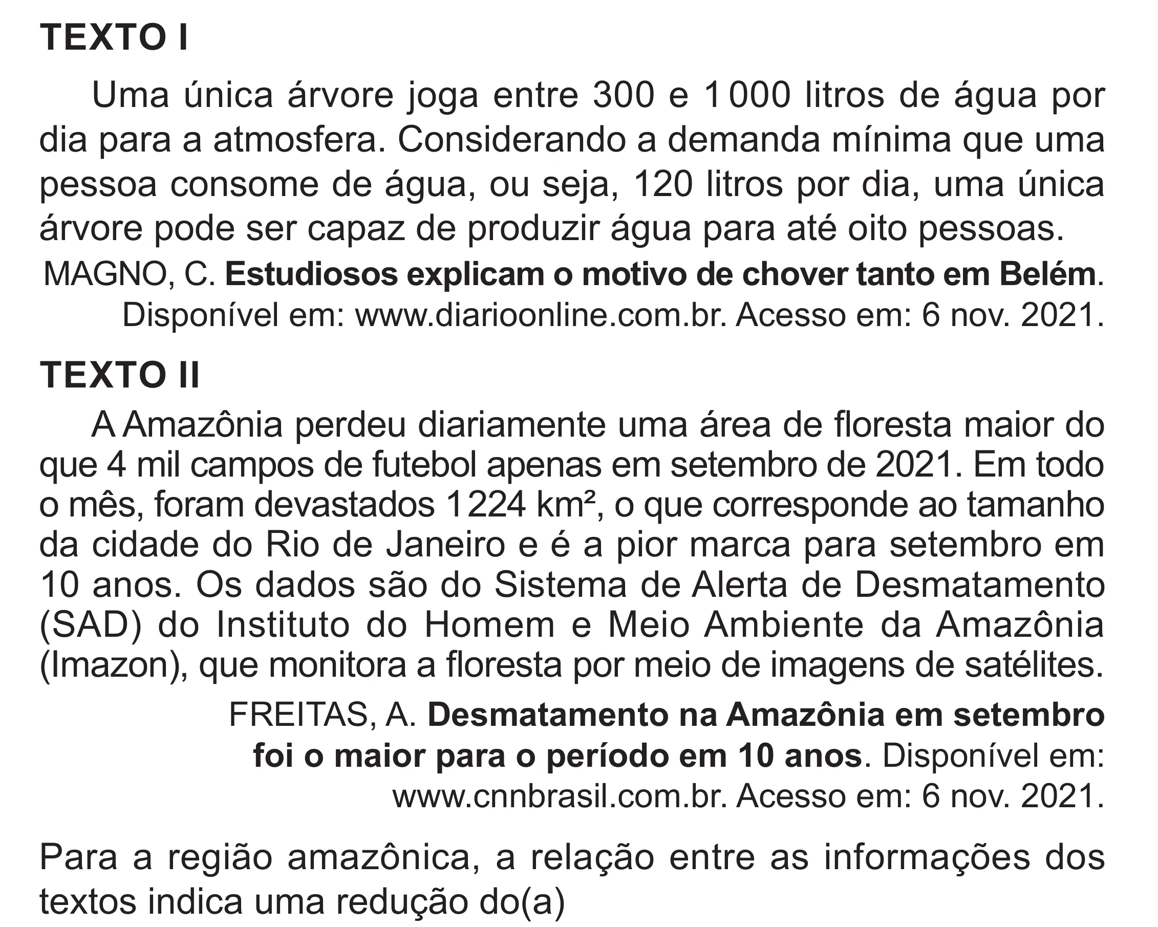 Enunciado original completo da questão 82 do ENEM 2024 - 1º Dia – Caderno 4 – Verde – Aplicação Regular - (Superampliada), página 87.