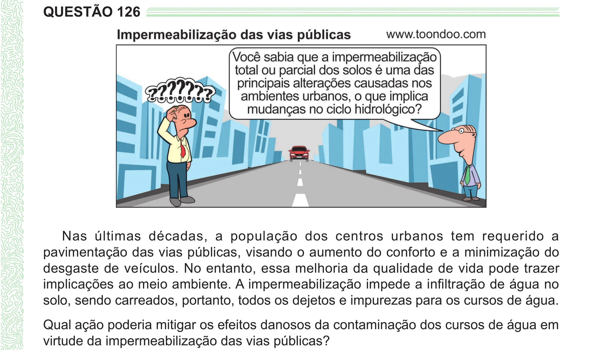Enunciado original completo da questão 126 do ENEM 2024 - 2º Dia – Caderno 8 – Verde (Ampliada) – Reaplicação/PPL, página 25.