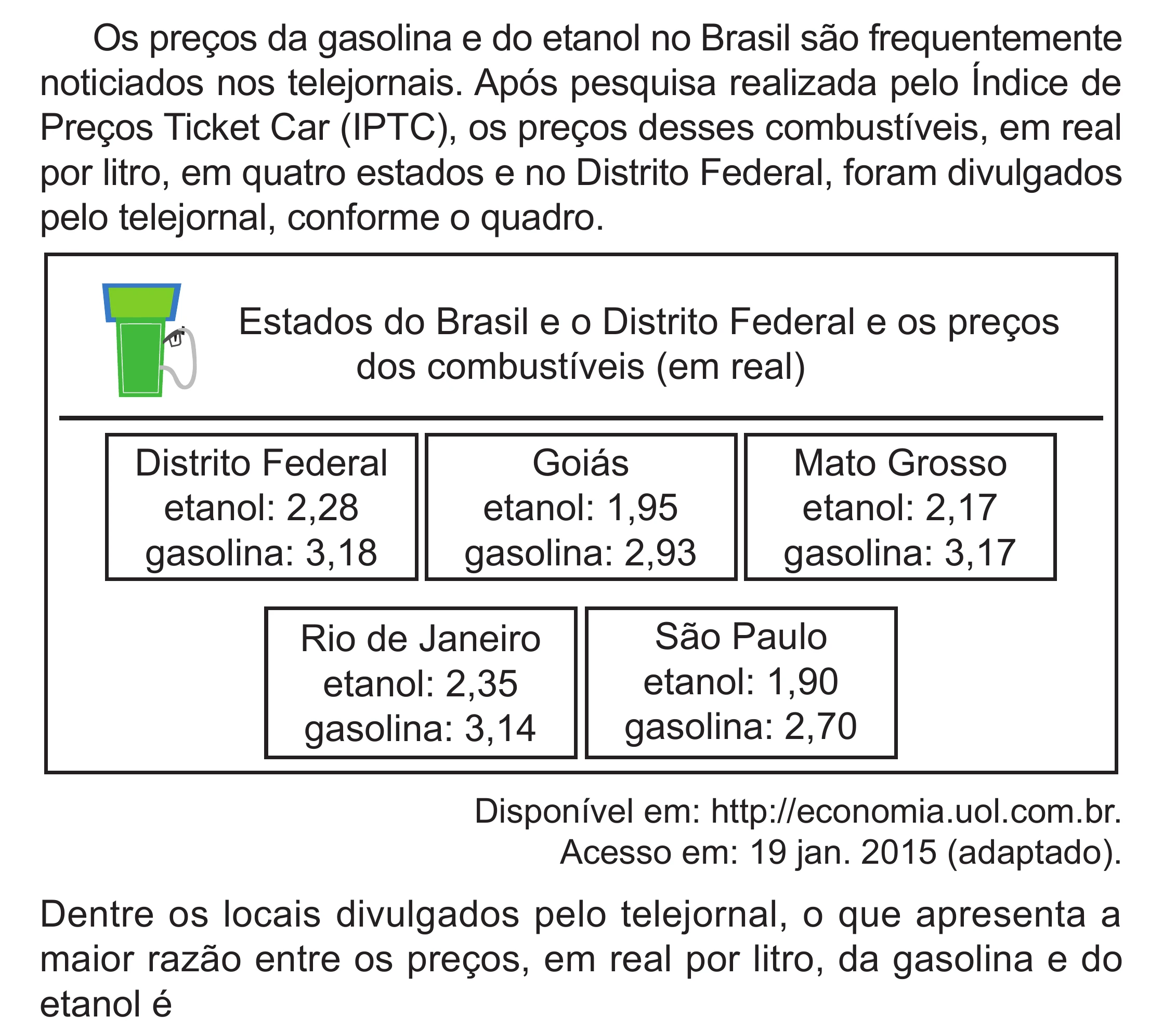 Enunciado original completo da questão 171 do ENEM 2024 - 2º Dia – Caderno 8 – Verde (Superampliada) – Reaplicação/PPL, página 85.