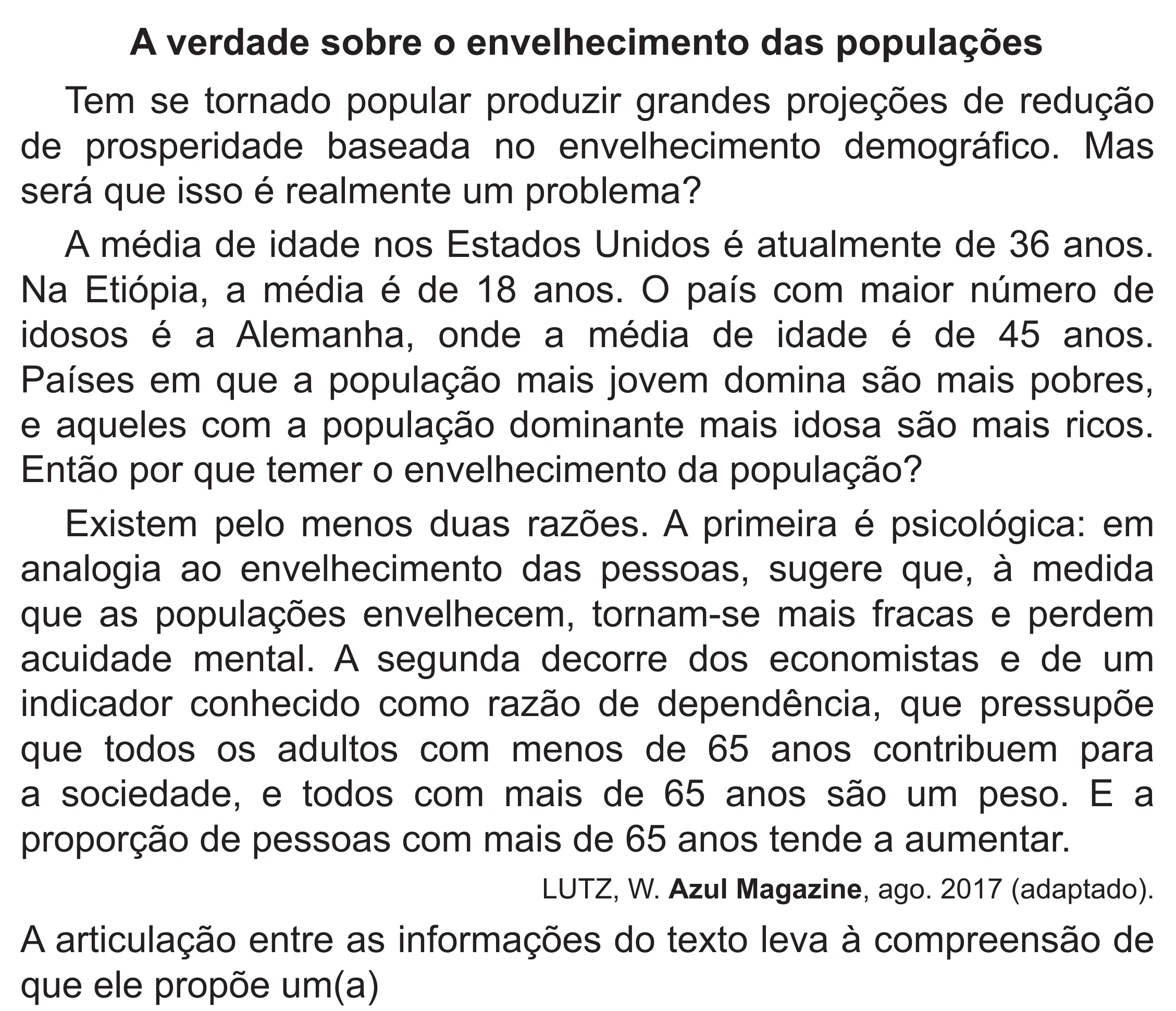 Enunciado original completo da questão 37 do ENEM 2020 - 1º Dia – Caderno 4 – Rosa (Superampliada) – Reaplicação/PPL, página 44.