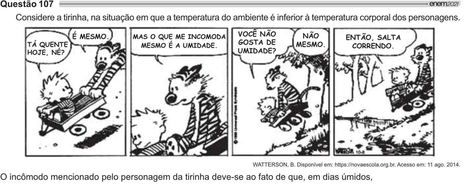Enunciado original completo da questão 107 do ENEM 2021 - 2º Dia – Caderno 12 – Verde (Libras) – Aplicação Regular, página 7.