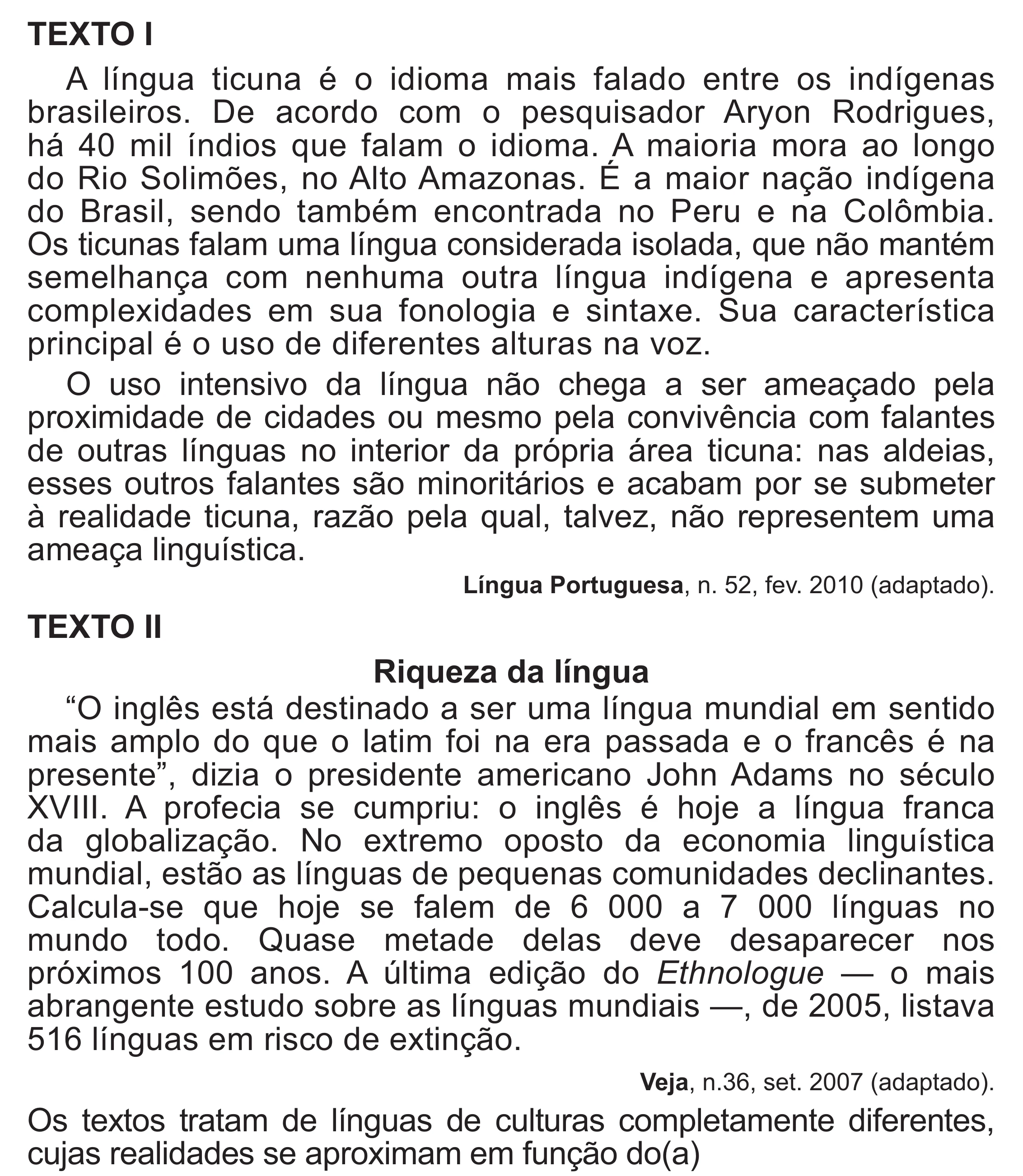 Enunciado original completo da questão 22 do ENEM 2017 - 1º Dia - Caderno 1 - Azul (Superampliada) – Aplicação regular, página 27.