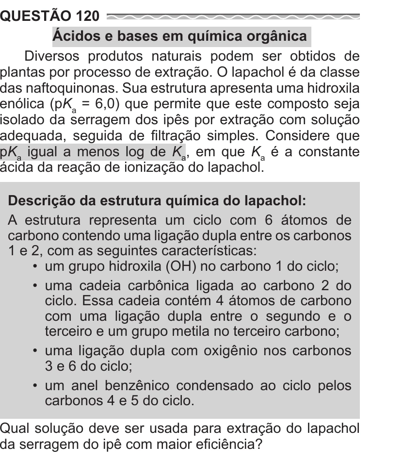 Enunciado original completo da questão 120 do ENEM 2017 - 2º Dia - Caderno 11 – Laranja (Braile e ledor) – Aplicação regular, página 11.
