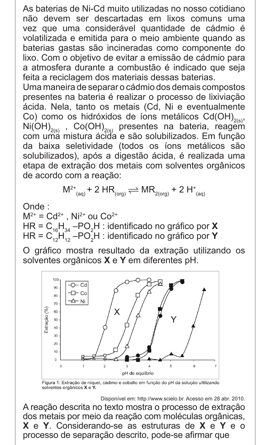 Enunciado original completo da questão 82 do ENEM 2010 - Dia 1 - Caderno 2 - Amarelo – Aplicação regular, página 26.