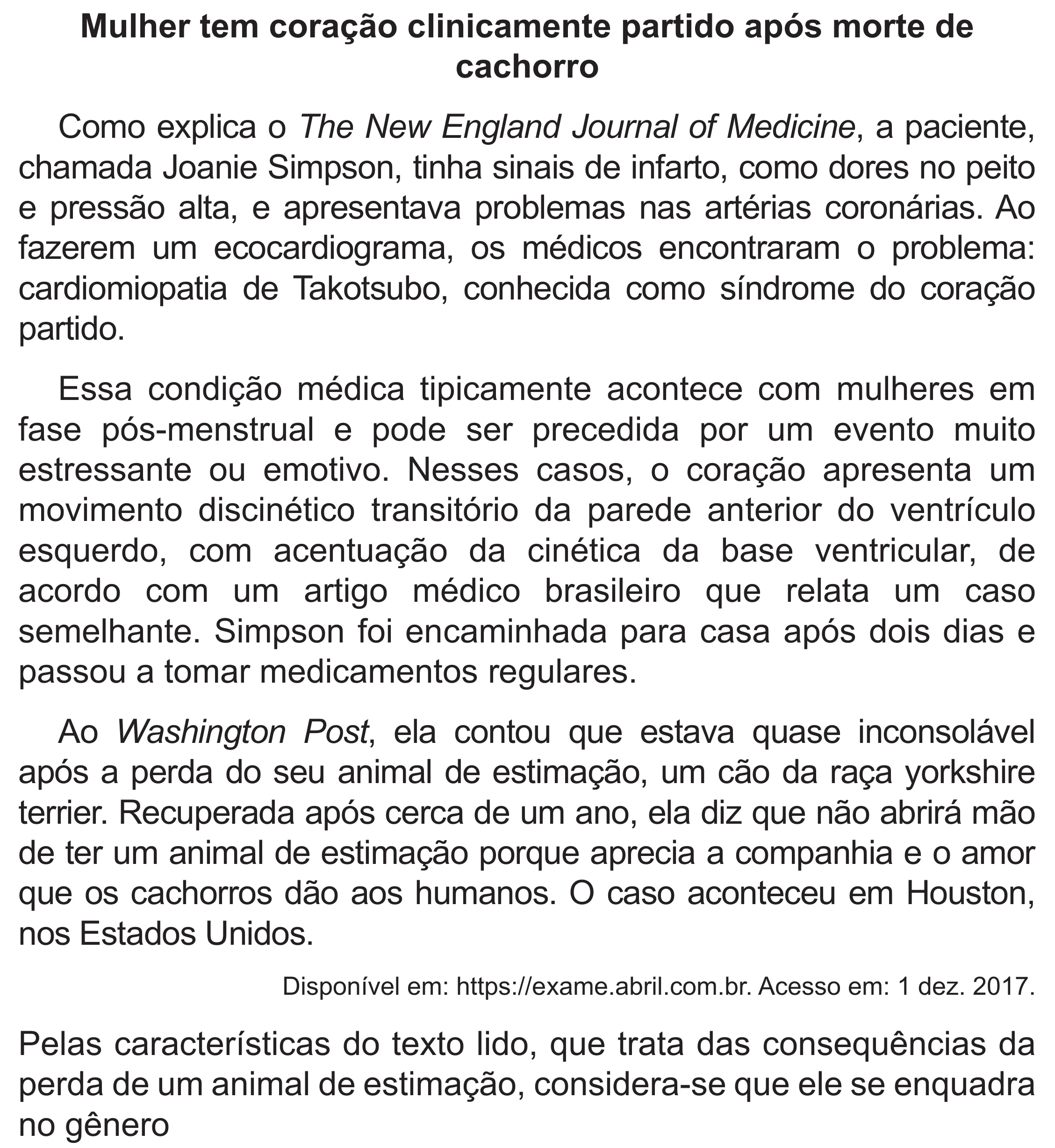 Enunciado original completo da questão 20 do ENEM 2020 - 1º Dia - Caderno 4 – Rosa (Superampliada) – Aplicação Regular, página 25.