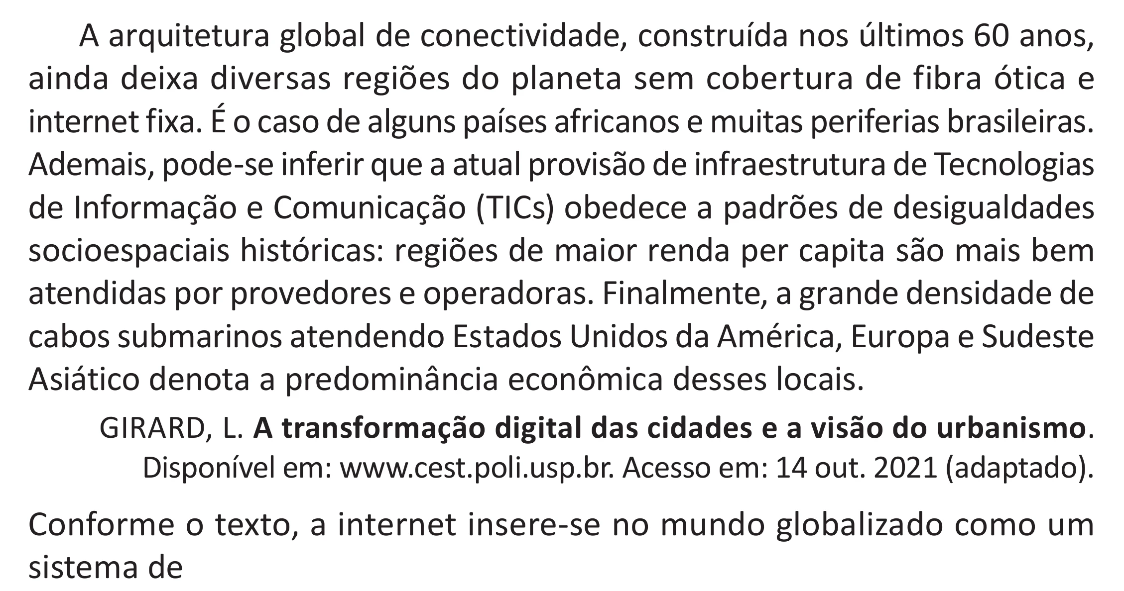 Enunciado original completo da questão 84 do ENEM 2025 - 1º Dia – Caderno 9 – Laranja (Braile e ledor) – Reaplicação - (Superampliada), página 89.