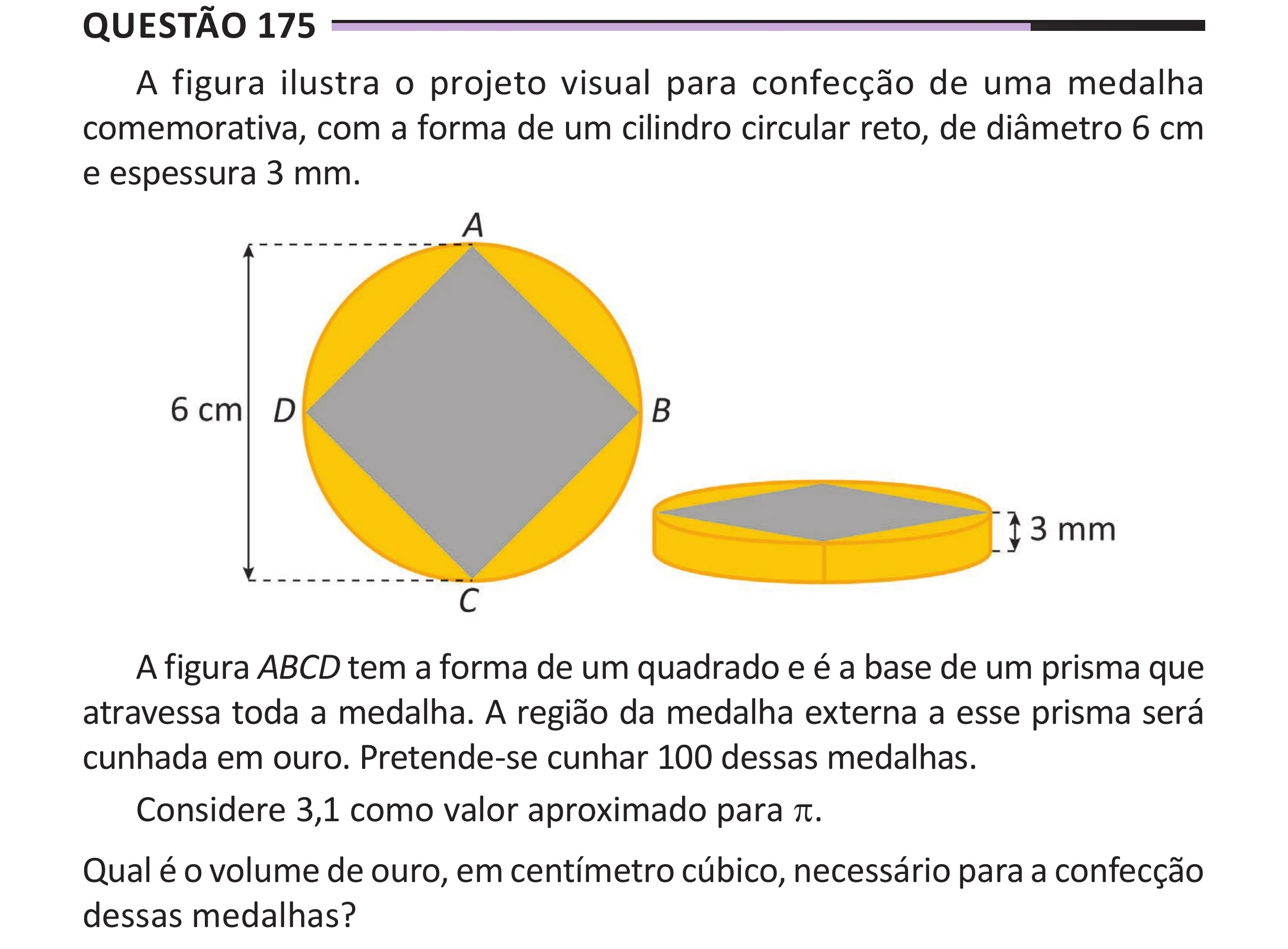 Enunciado original completo da questão 175 do ENEM 2025 - 2º Dia – Caderno 12 – Roxo (Libras) – Aplicação Regular - (Superampliada), página 90.