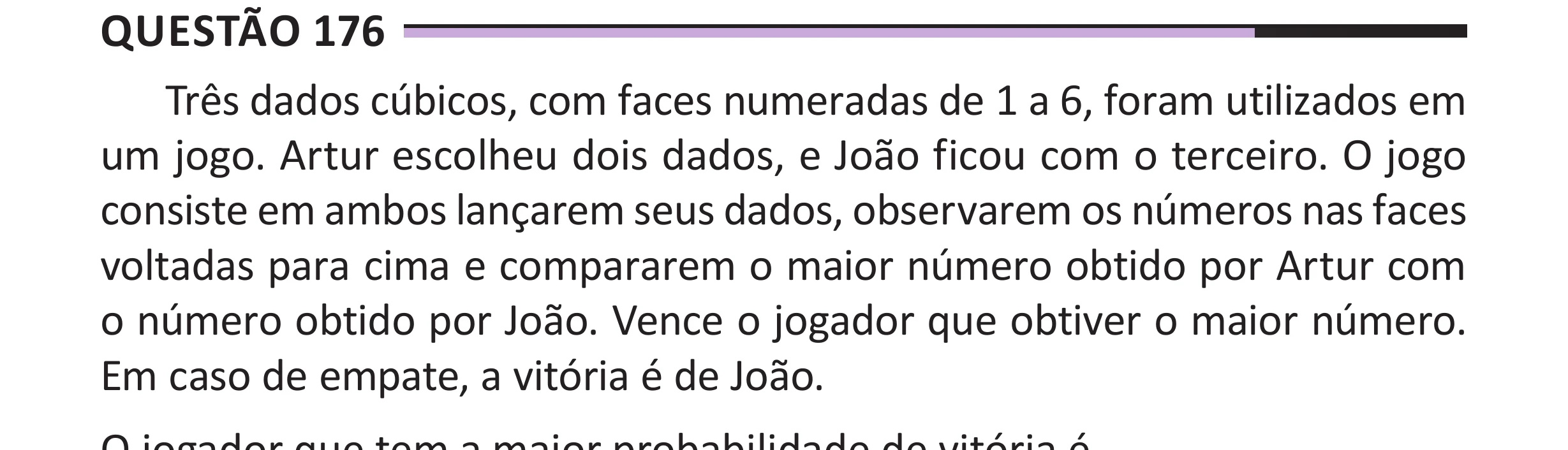Enunciado original completo da questão 176 do ENEM 2025 - 2º Dia – Caderno 12 – Roxo (Libras) – Aplicação Regular - (Superampliada), página 91.