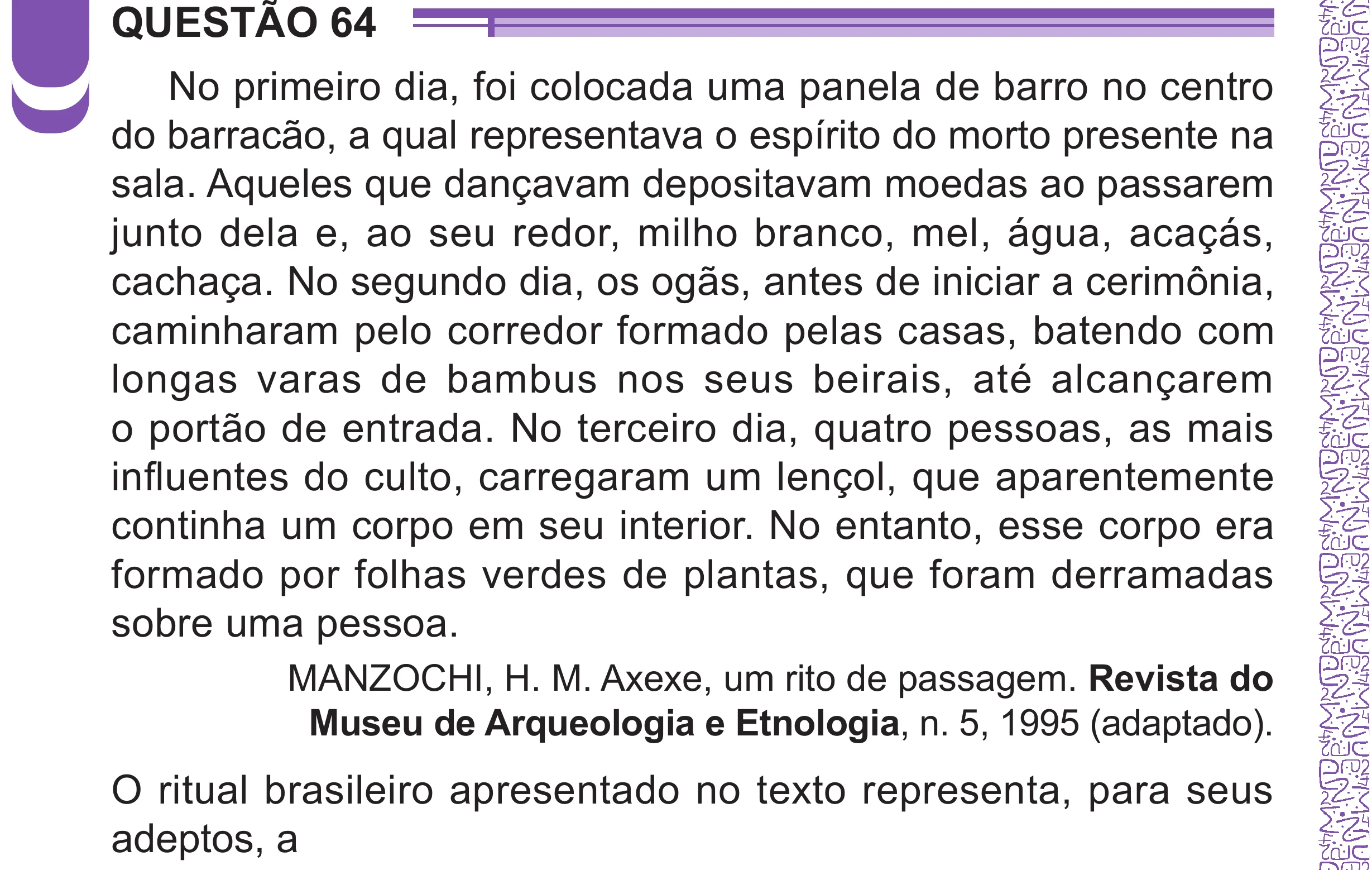 Enunciado original completo da questão 64 do ENEM 2024 - 1º Dia – Caderno 10 – Roxo (Libras) – Aplicação Regular - (Superampliada), página 74.
