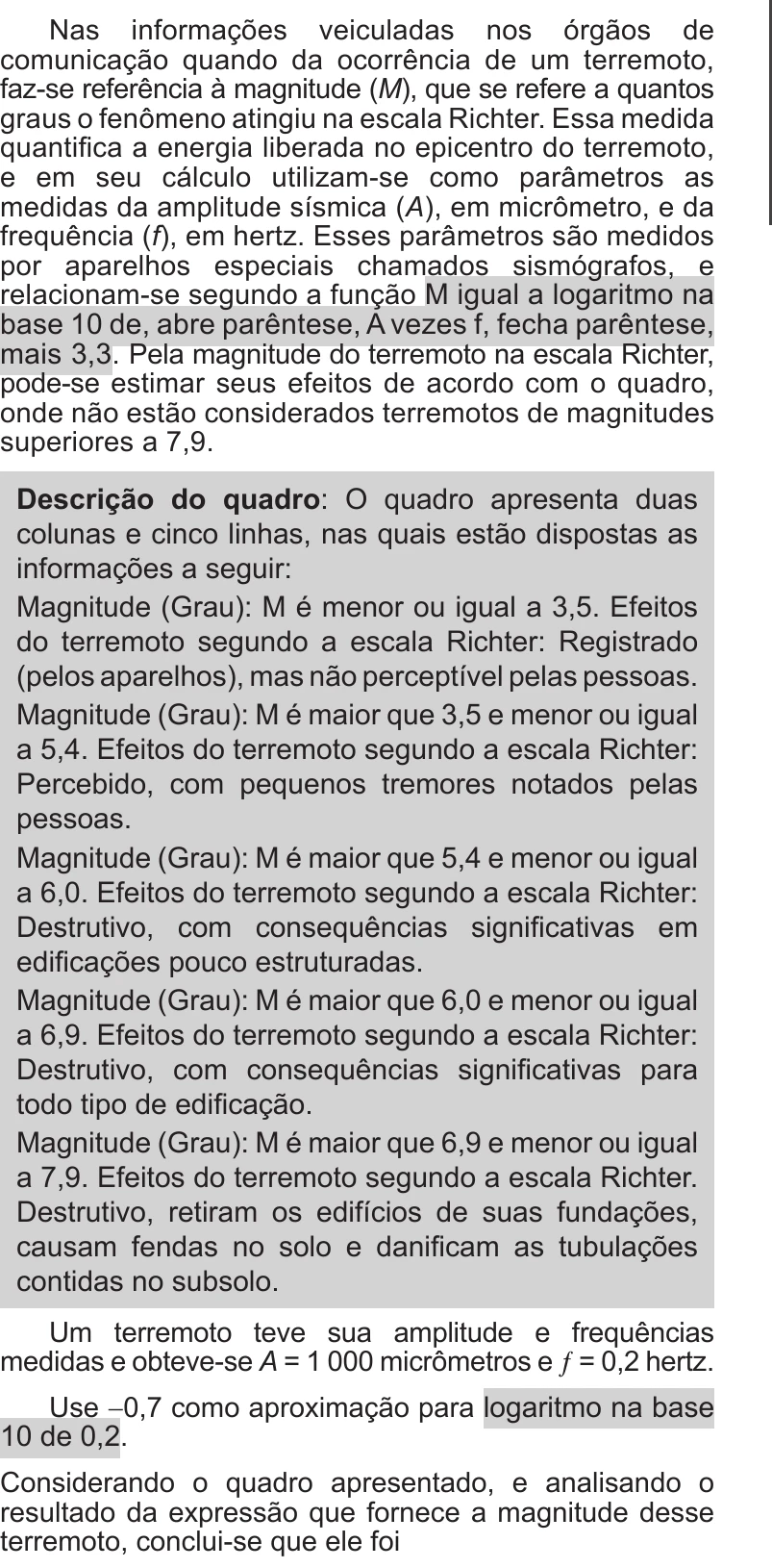 Enunciado original completo da questão 159 do ENEM 2017 - 2º Dia - Caderno 11 - Laranja – Reaplicação/PPL - Ledor, página 23.
