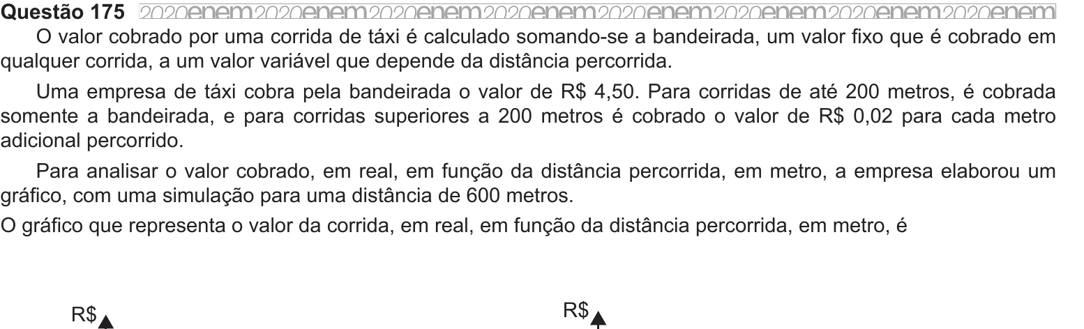 Enunciado original completo da questão 175 do ENEM 2020 - 2º Dia – Caderno 8 – Rosa – Reaplicação/PPL, página 28.