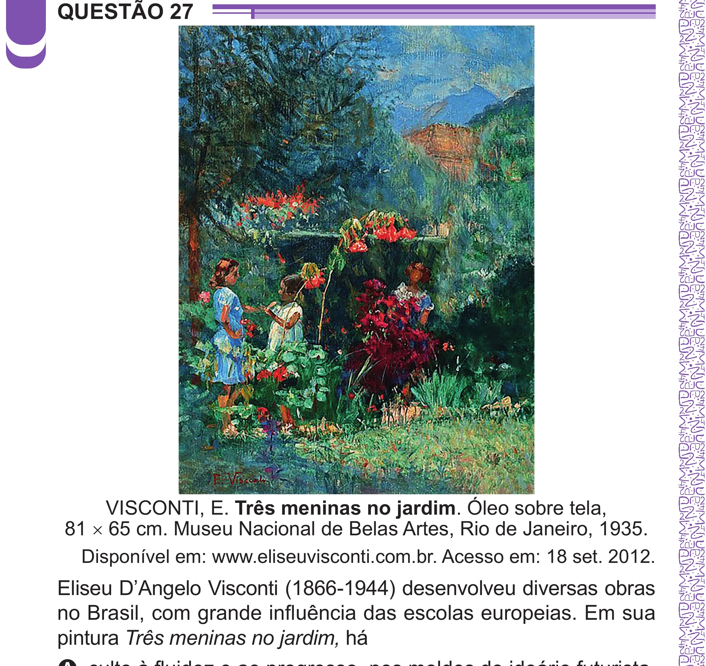 Enunciado original completo da questão 27 do ENEM 2024 - 1º Dia – Caderno 10 – Roxo (Libras) – Aplicação Regular - (Superampliada), página 38.