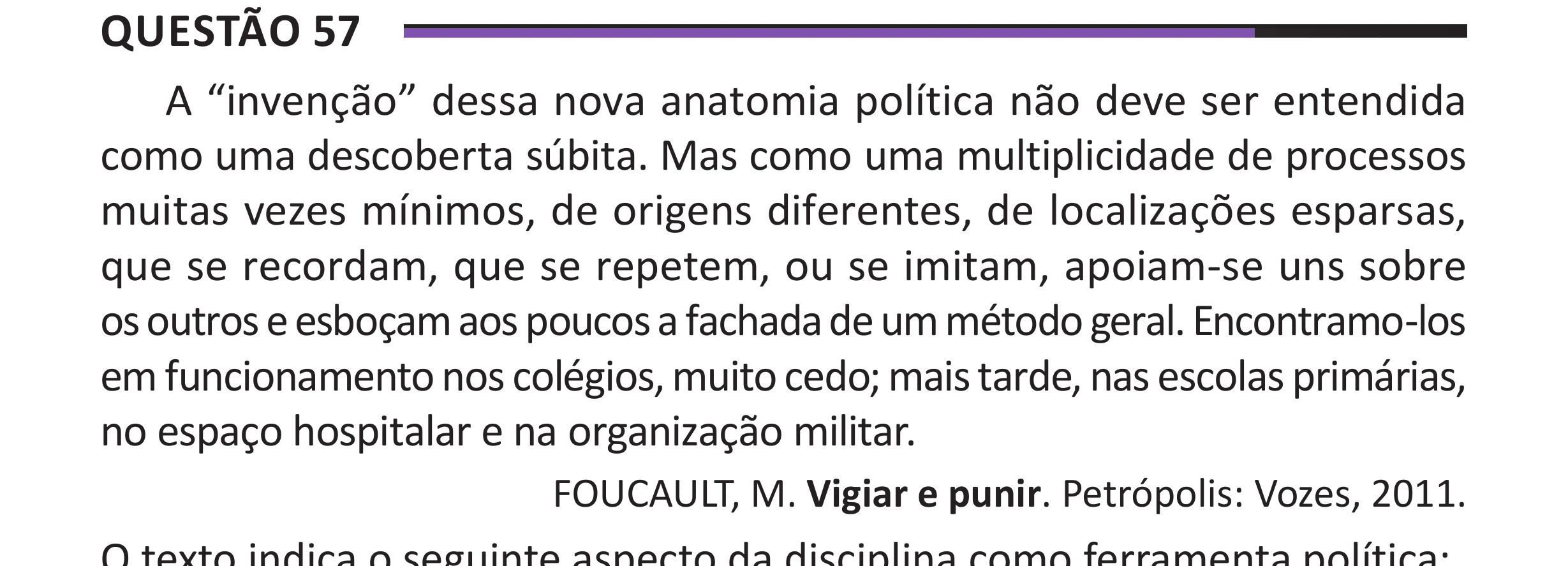 Enunciado original completo da questão 57 do ENEM 2025 - 1º Dia – Caderno 10 – Roxo (Libras) – Aplicação Regular - (Superampliada), página 66.