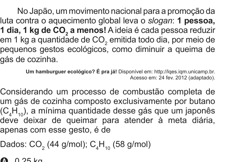 Enunciado original completo da questão 59 do ENEM 2012 - 1º Dia - Caderno 1 - Azul – Aplicação regular, página 20.