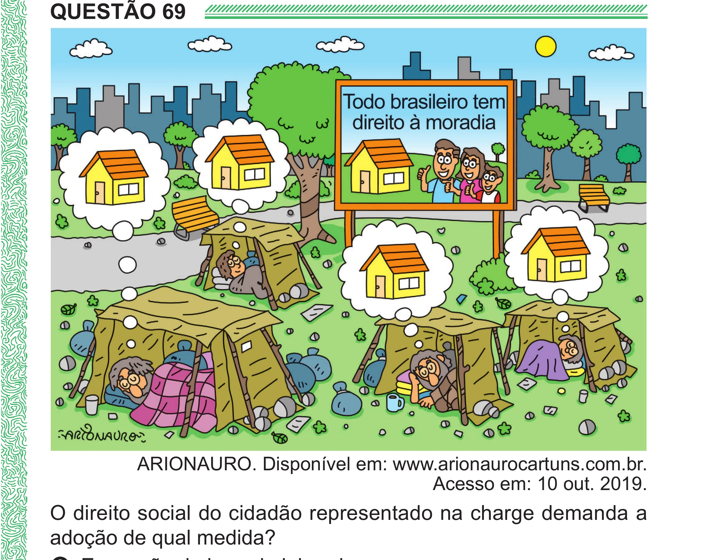 Enunciado original completo da questão 69 do ENEM 2024 - 1º Dia – Caderno 4 – Verde (Superampliada) – Reaplicação/PPL, página 75.