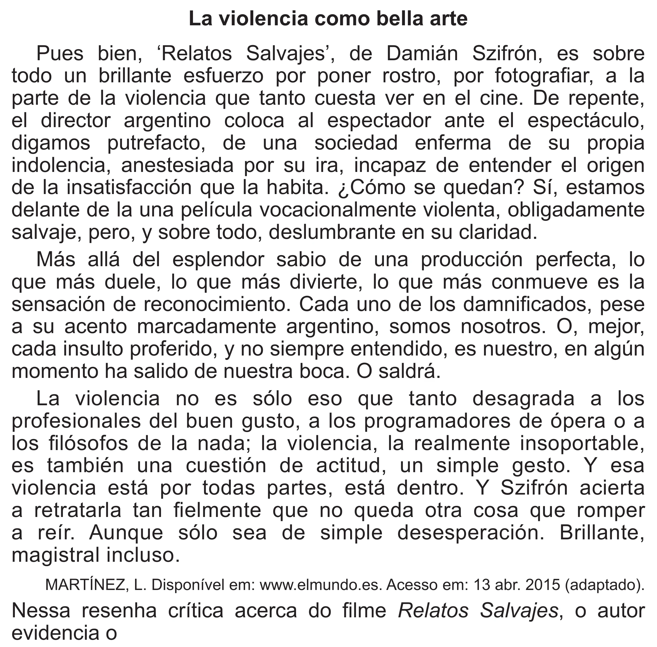 Enunciado original completo da questão 3 (espanhol) do ENEM 2020 - 1º Dia - Caderno 4 – Rosa (Superampliada) – Aplicação Regular, página 10.