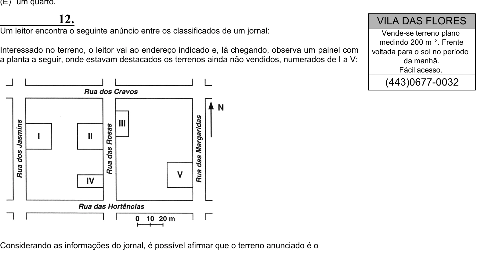 Enunciado original completo da questão 12 do ENEM 2004 - Caderno Amarelo, página 6.