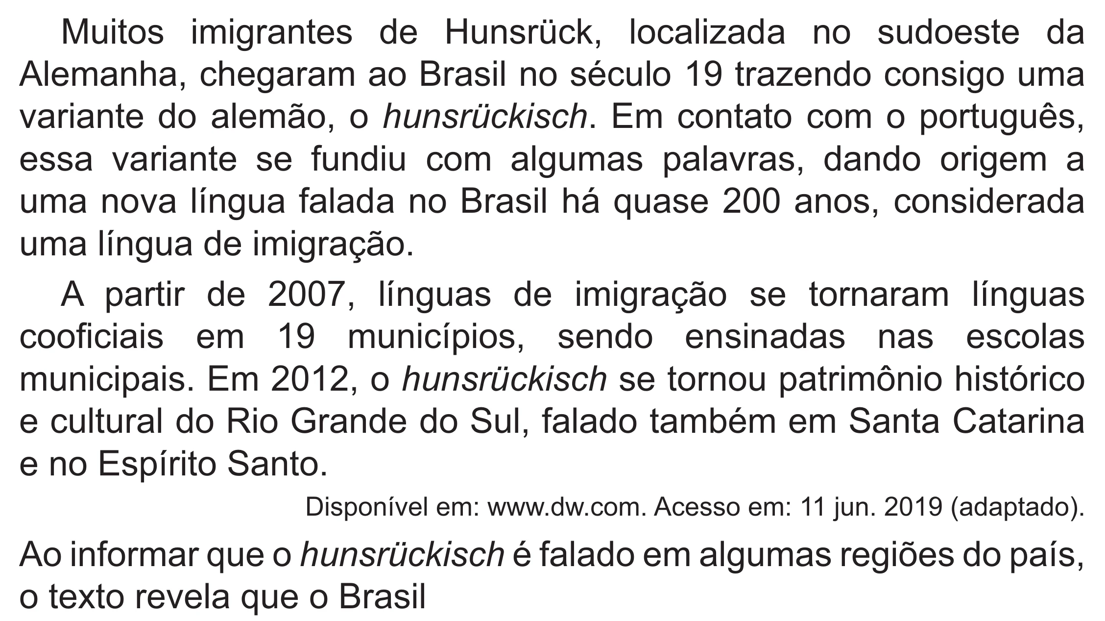 Enunciado original completo da questão 31 do ENEM 2021 - 1º Dia – Caderno 2 – Amarelo (Superampliada) – Reaplicação/PPL/Segunda Oportunidade, página 36.