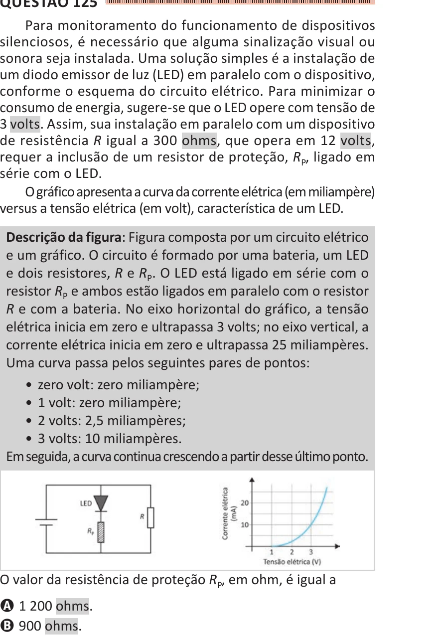 Enunciado original completo da questão 125 do ENEM 2025 - 2º Dia – Caderno 11 – Laranja (Braile e ledor) – Reaplicação - (Ledor), página 11.