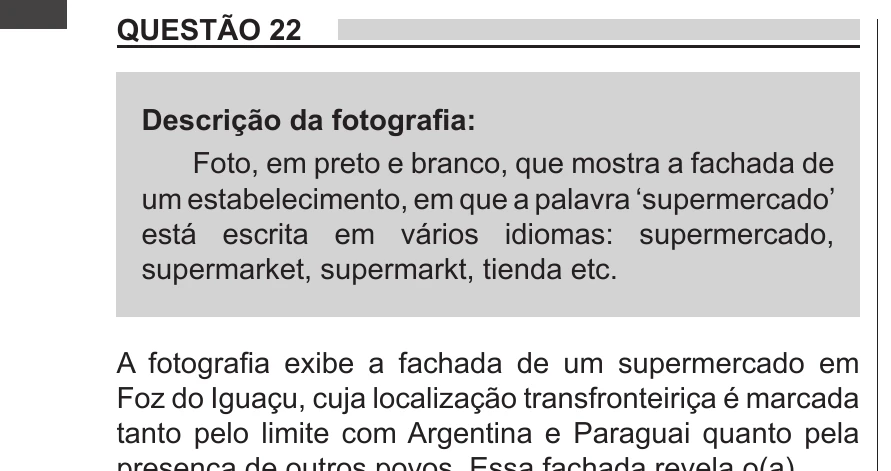 Enunciado original completo da questão 22 do ENEM 2018 - 1º Dia - Caderno 9 – Laranja (Braile e Ledor) – Aplicação regular, página 10.