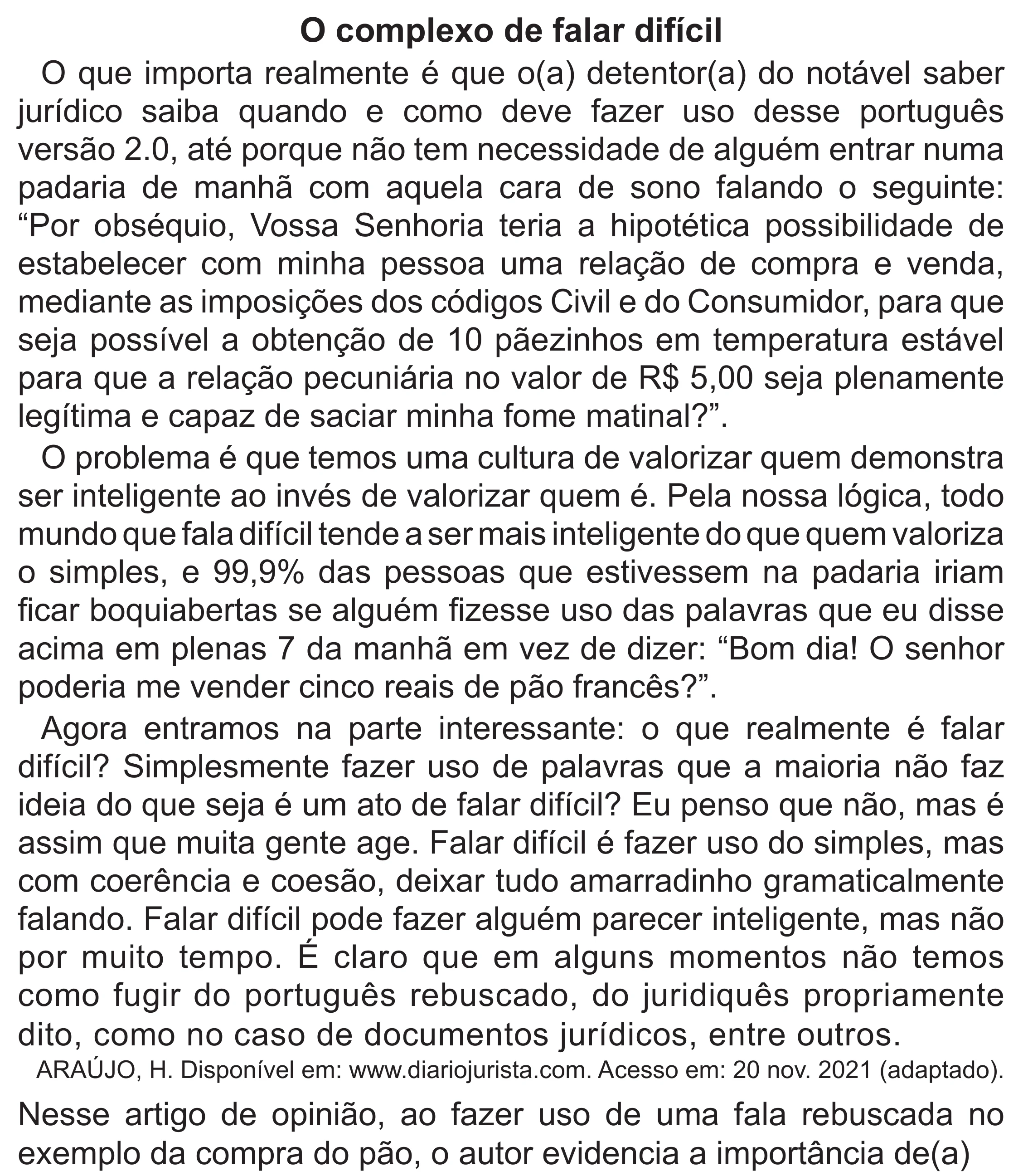 Enunciado original completo da questão 22 do ENEM 2022 - 1º Dia – Caderno 10 – Verde (Libras – Superampliada) – Aplicação Regular, página 27.