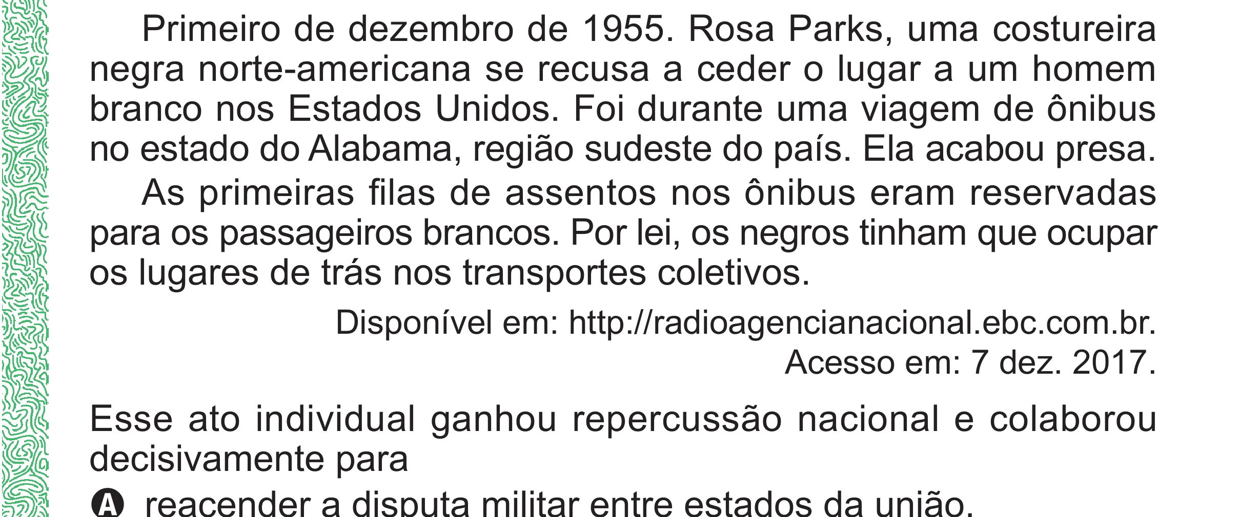 Enunciado original completo da questão 50 do ENEM 2024 - 1º Dia – Caderno 4 – Verde (Superampliada) – Reaplicação/PPL, página 63.