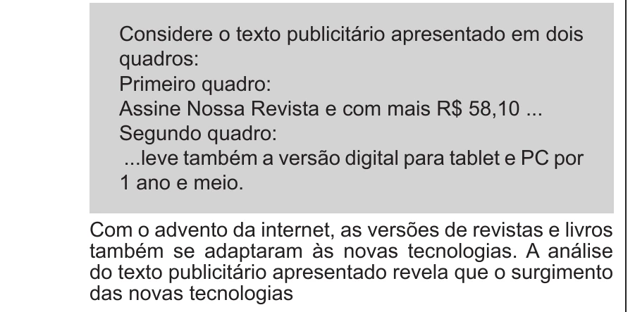 Enunciado original completo da questão 97 do ENEM 2012 - 2º Dia - Caderno 6 - Cinza – Ledor, página 7.