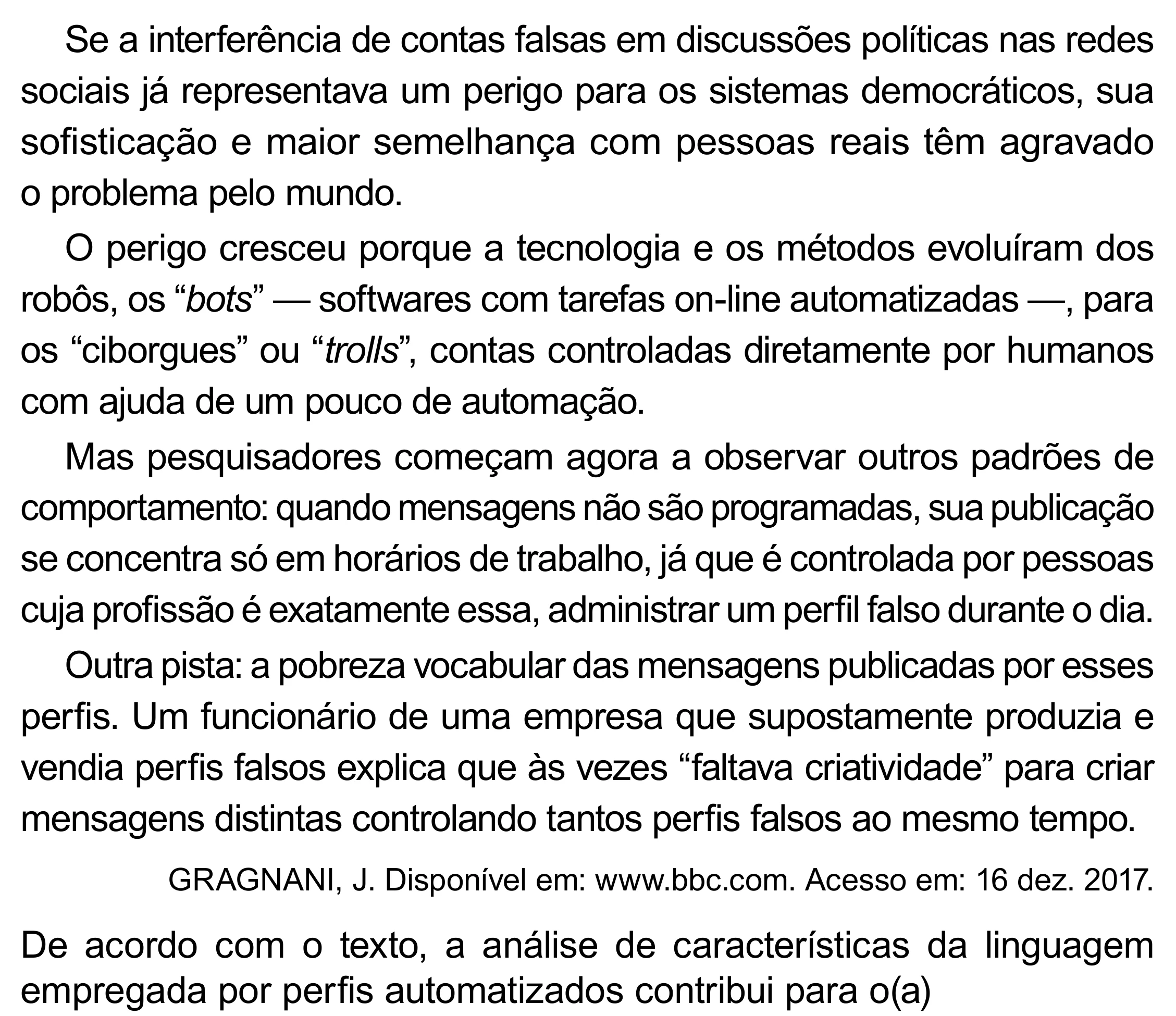 Enunciado original completo da questão 39 do ENEM 2023 - 1º Dia – Caderno 10 – Verde (Libras) – Aplicação Regular - (Superampliada), página 50.