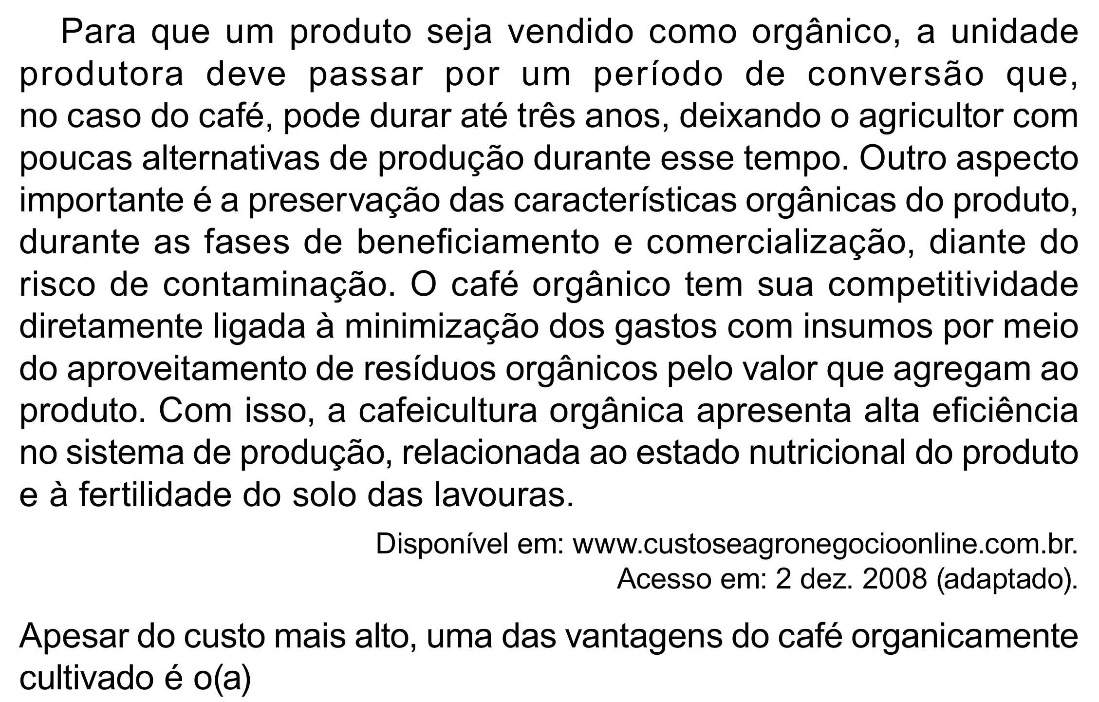 Enunciado original completo da questão 135 do ENEM 2023 - 2º Dia – Caderno 8 – Rosa (Superampliada) – Reaplicação/PPL, página 48.