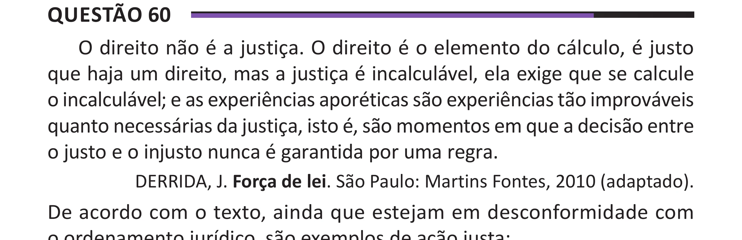 Enunciado original completo da questão 60 do ENEM 2025 - 1º Dia – Caderno 10 – Roxo (Libras) – Aplicação Regular - (Superampliada), página 69.