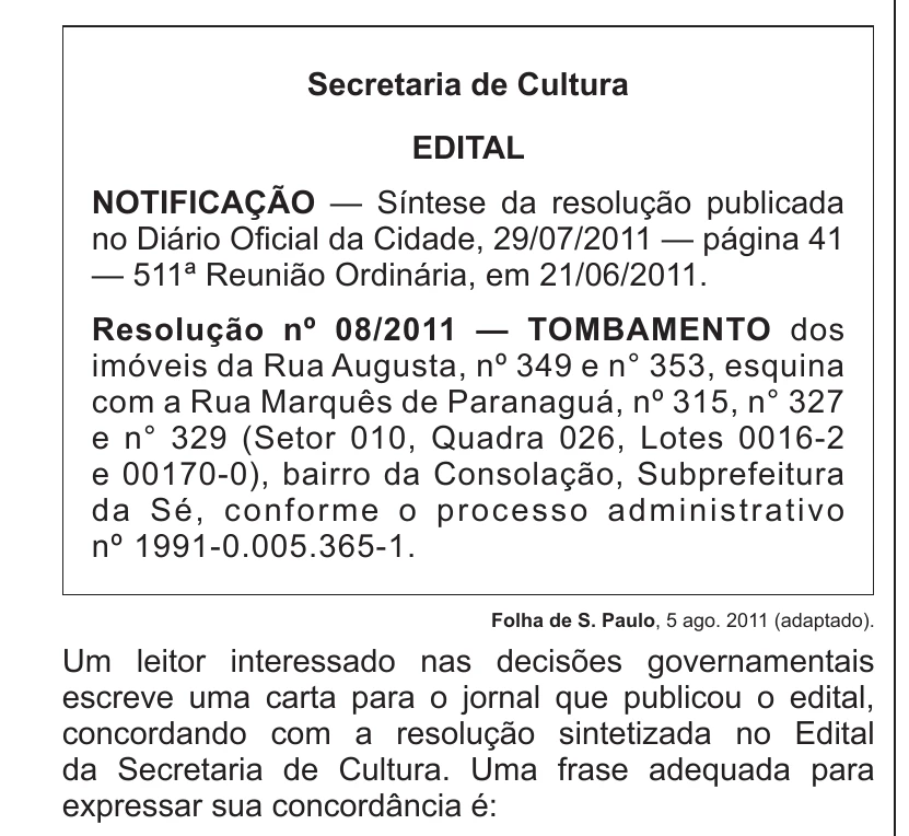 Enunciado original completo da questão 97 do ENEM 2013 - 2º Dia - Caderno 8 - Rosa – Aplicação regular, página 7.