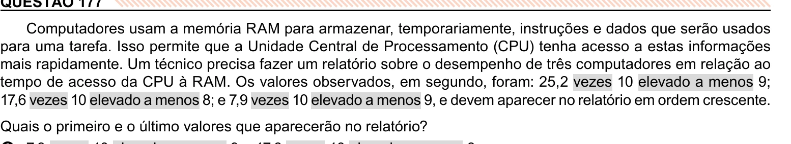 Enunciado original completo da questão 177 do ENEM 2023 - 2º Dia – Caderno 11 – Laranja (braile e ledor) – Reaplicação/PPL, página 33.