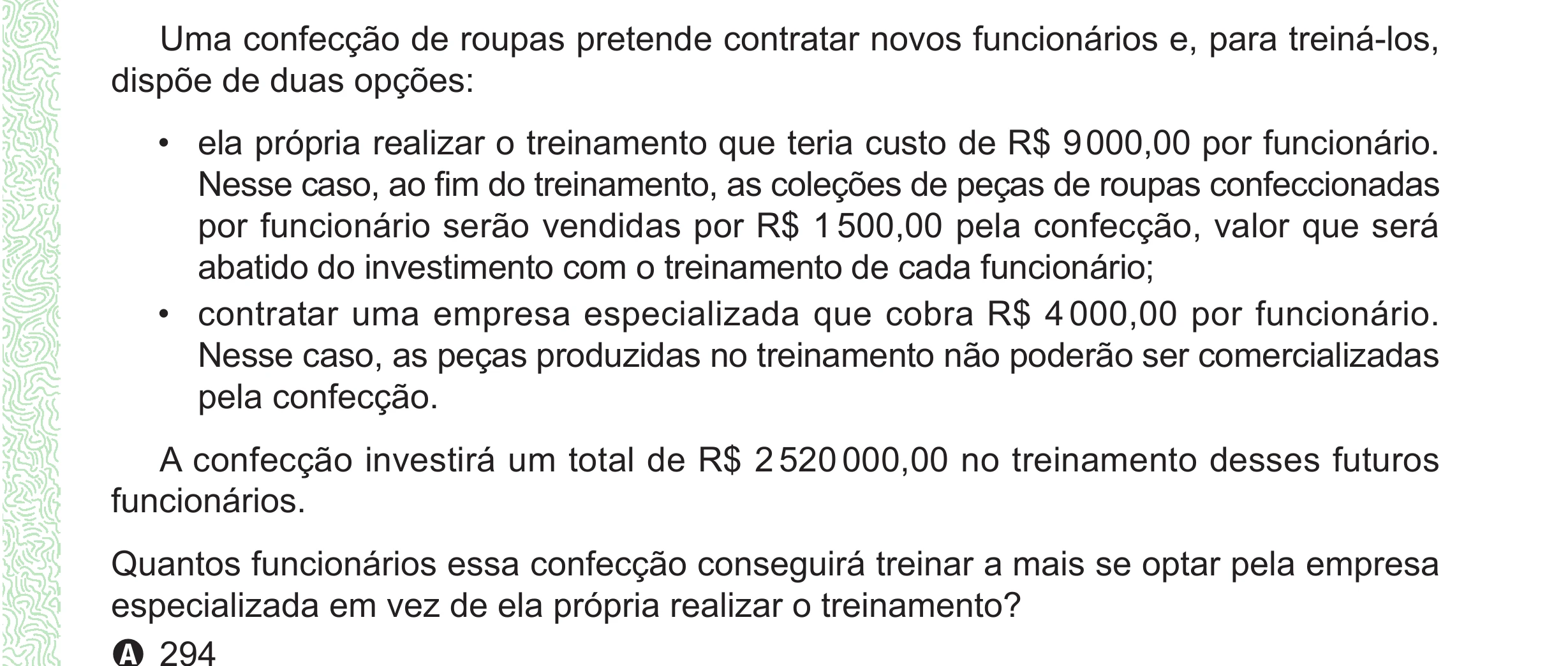 Enunciado original completo da questão 169 do ENEM 2024 - 2º Dia – Caderno 8 – Verde (Ampliada) – Reaplicação/PPL, página 55.