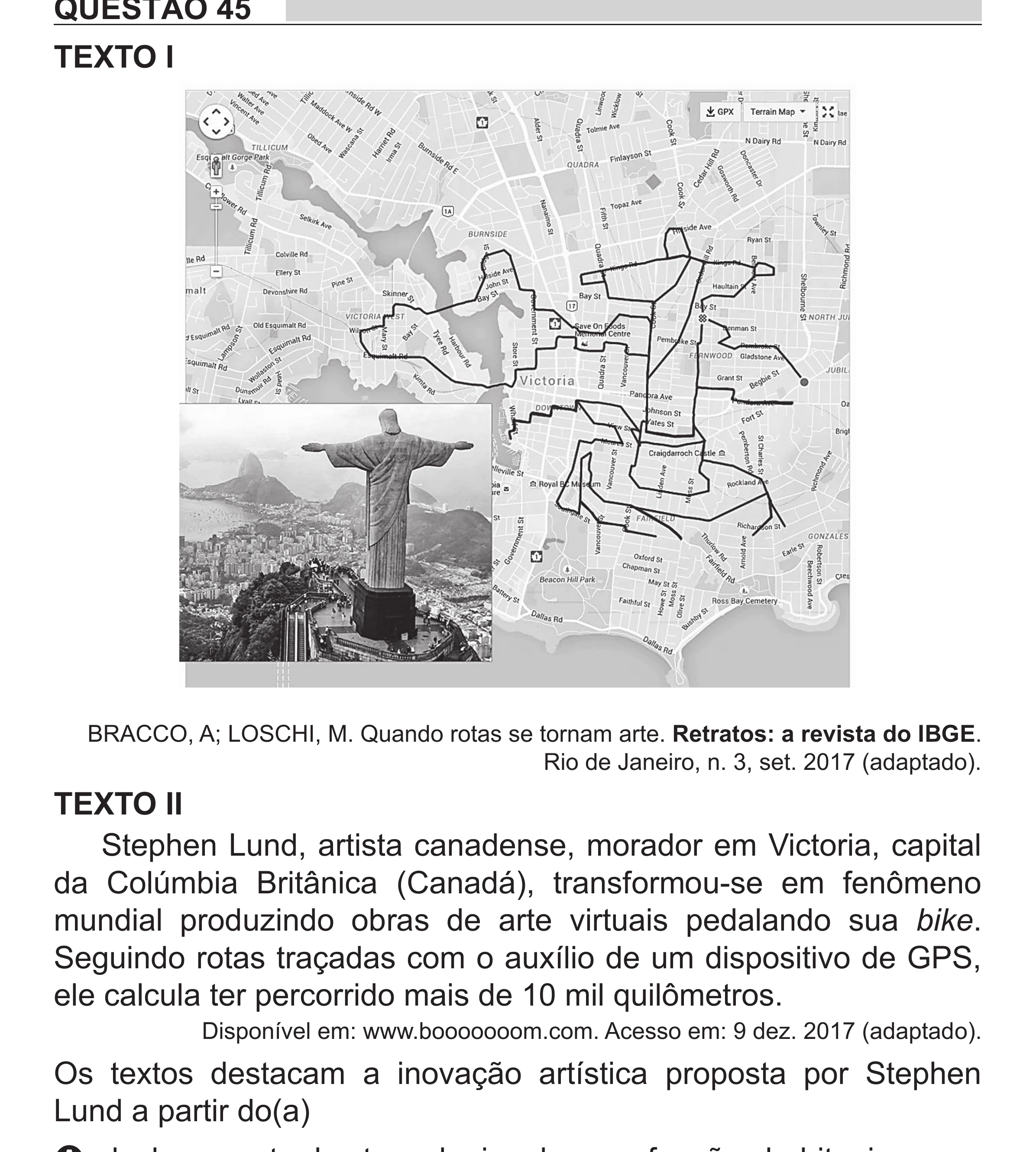 Enunciado original completo da questão 45 do ENEM 2018 - 1º Dia - Caderno 1 - Azul (Superampliada) – Aplicação regular, página 48.