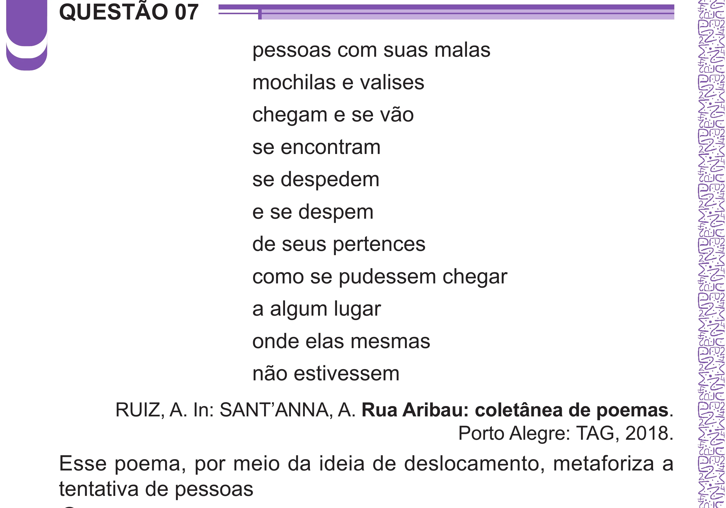 Enunciado original completo da questão 7 do ENEM 2024 - 1º Dia – Caderno 10 – Roxo (Libras) – Aplicação Regular - (Superampliada), página 14.