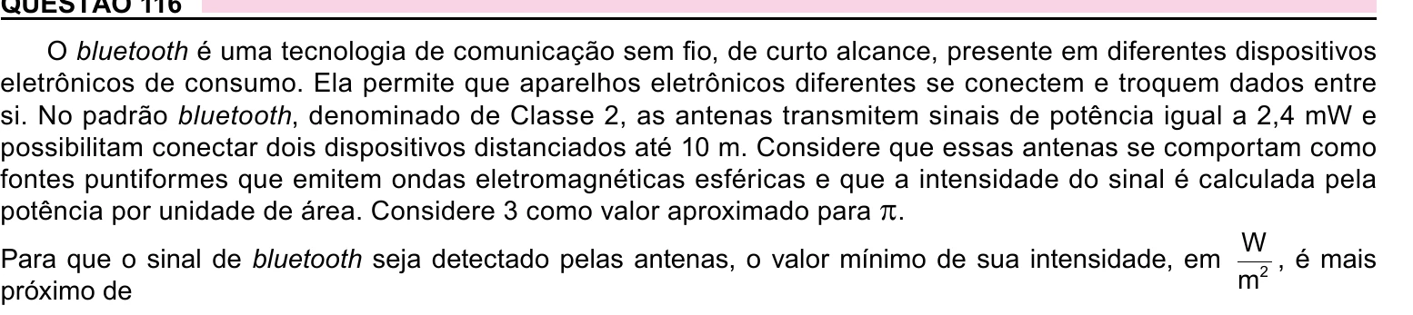 Enunciado original completo da questão 116 do ENEM 2023 - 2º Dia – Caderno 8 – Rosa – Aplicação Regular, página 11.