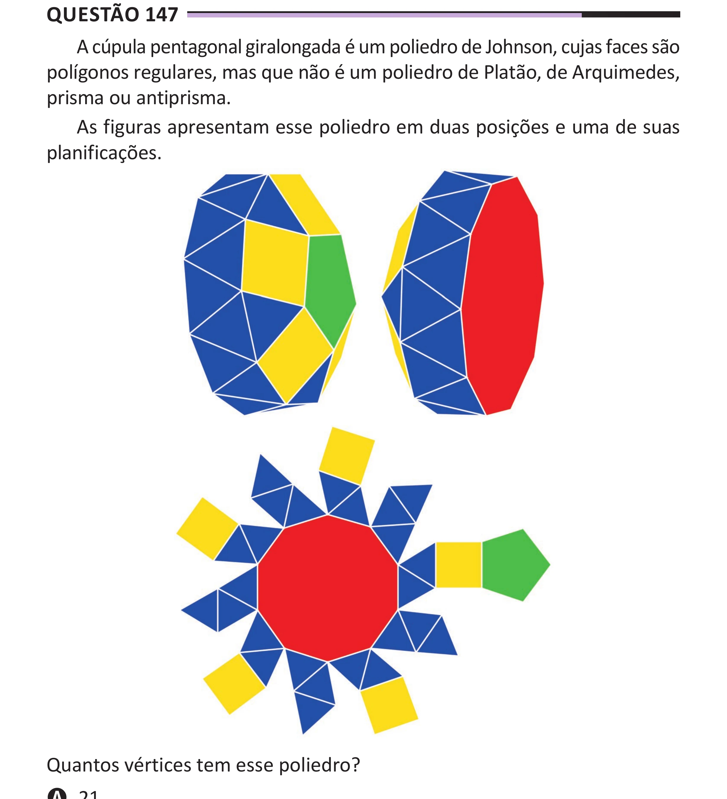 Enunciado original completo da questão 147 do ENEM 2025 - 2º Dia – Caderno 12 – Roxo (Libras) – Aplicação Regular - (Superampliada), página 60.