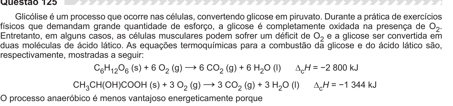 Enunciado original completo da questão 125 do ENEM 2019 - 2º Dia – Caderno 5 – Amarelo – Aplicação Regular, página 13.