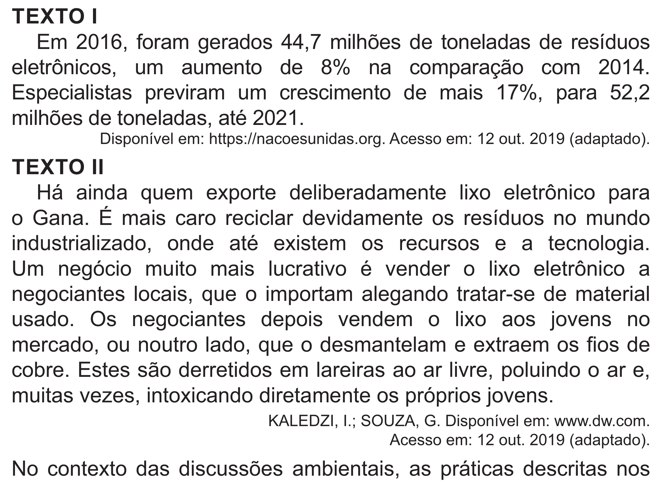 Enunciado original completo da questão 82 do ENEM 2021 - 1º Dia – Caderno 10 – Verde (Libras – Superampliada) – Aplicação Regular, página 74.