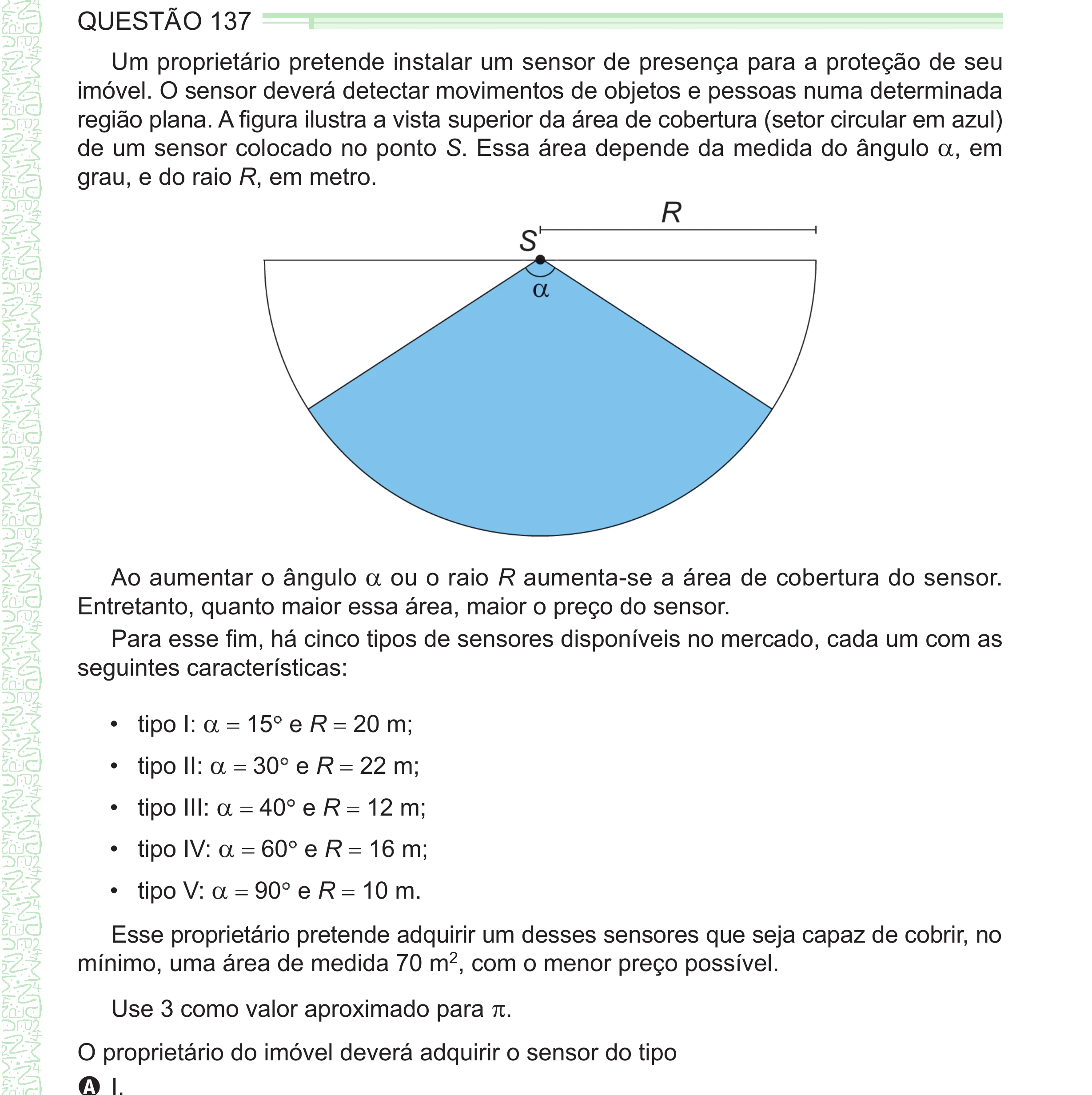 Enunciado original completo da questão 137 do ENEM 2024 - 2º Dia – Caderno 8 – Verde – Aplicação Regular - (Ampliada), página 31.