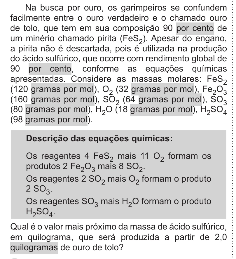 Enunciado original completo da questão 119 do ENEM 2019 - 2º Dia – Caderno 11 – Laranja – Reaplicação/PPL, página 13.