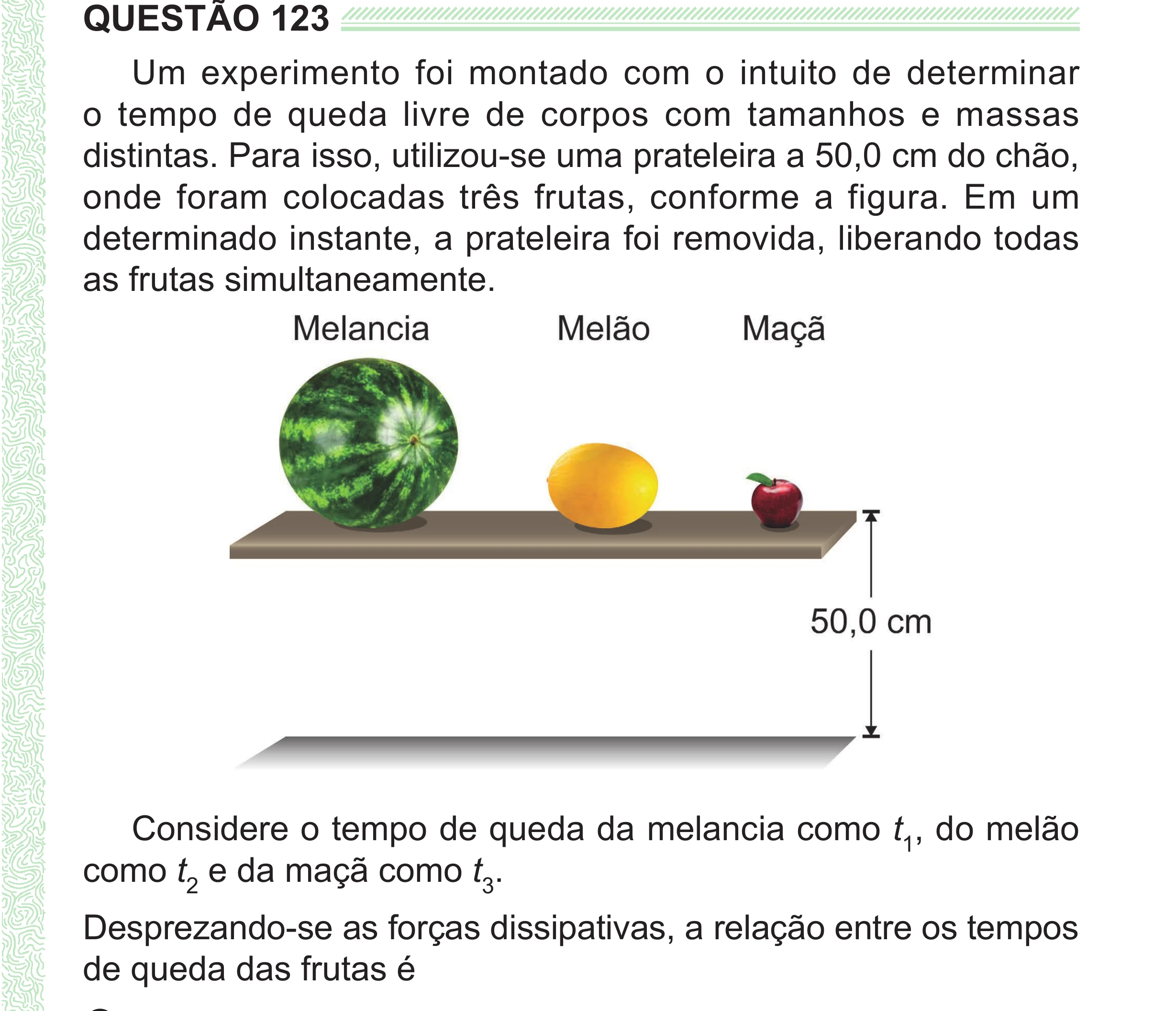 Enunciado original completo da questão 123 do ENEM 2024 - 2º Dia – Caderno 8 – Verde (Superampliada) – Reaplicação/PPL, página 35.