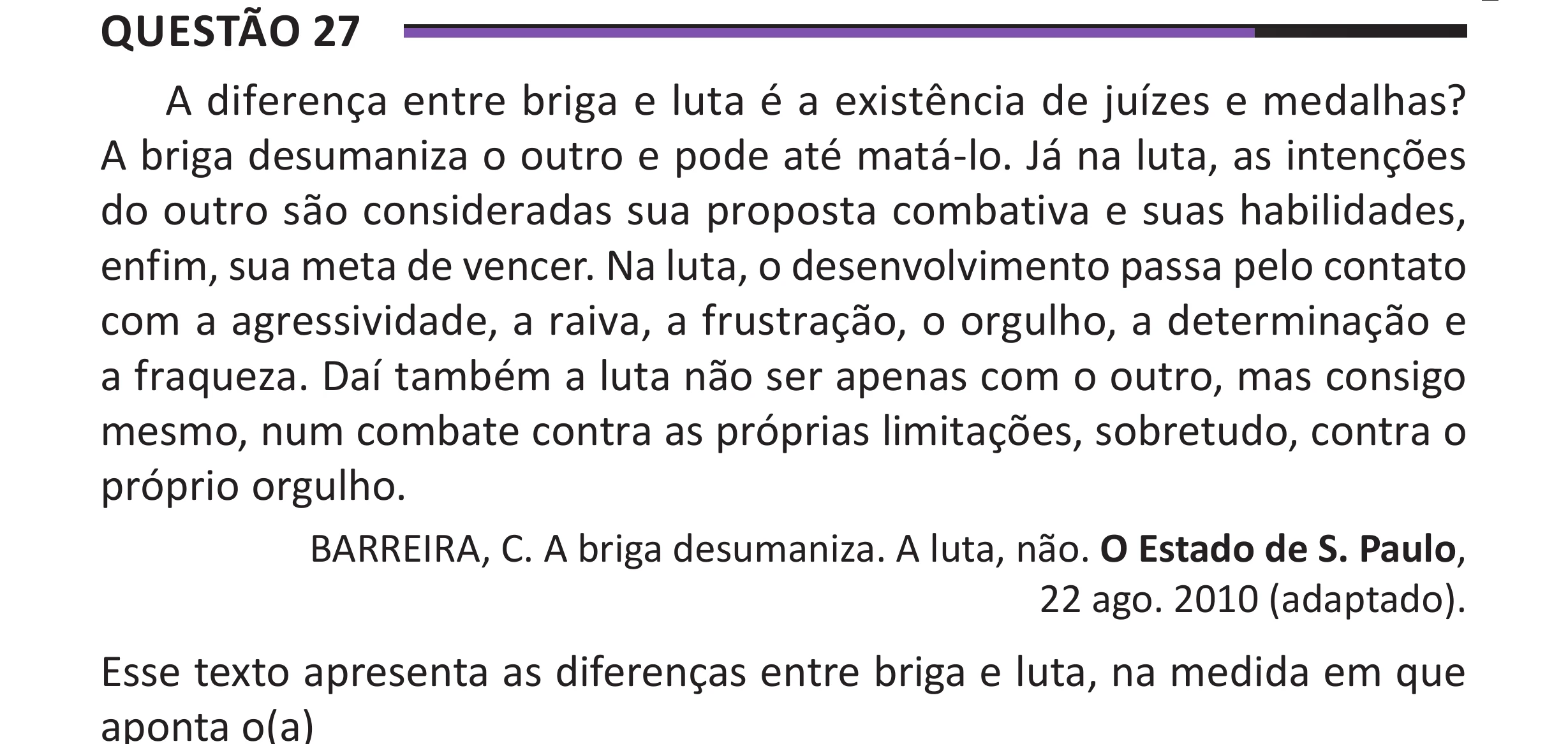Enunciado original completo da questão 27 do ENEM 2025 - 1º Dia – Caderno 10 – Roxo (Libras) – Aplicação Regular - (Superampliada), página 33.